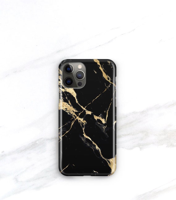 Personalized Gift Phone Case Gold Color Black Marble Iphone 13 Etsy