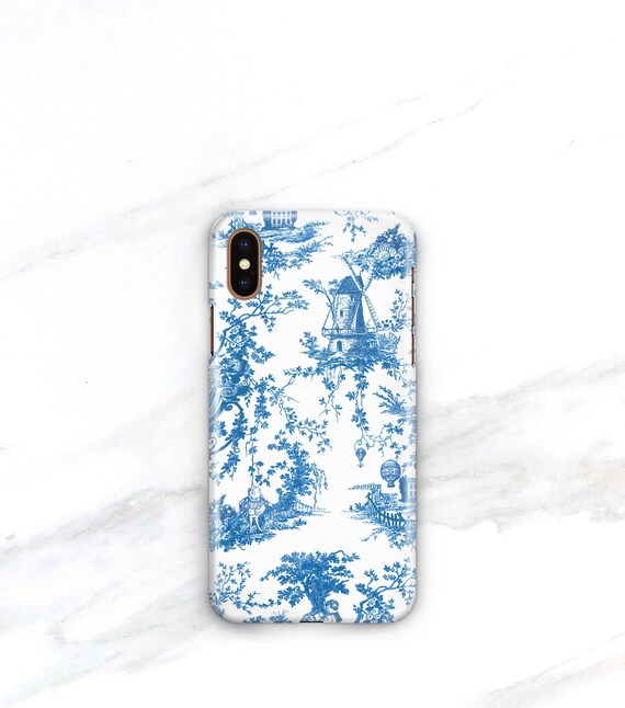 Blue And White Toile Iphone 13 12 Pro Max 11 Case Iphone Xs Etsy