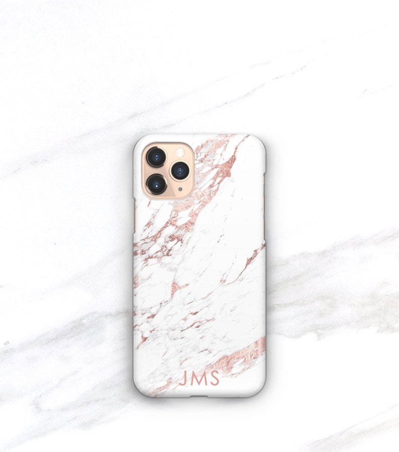 Rose Marble Phone Case iPhone 14 Plus 12 Mini, 13 Pro Max, 11, Xs Max Personalized Monogram Gift CMG-MARRO image 4