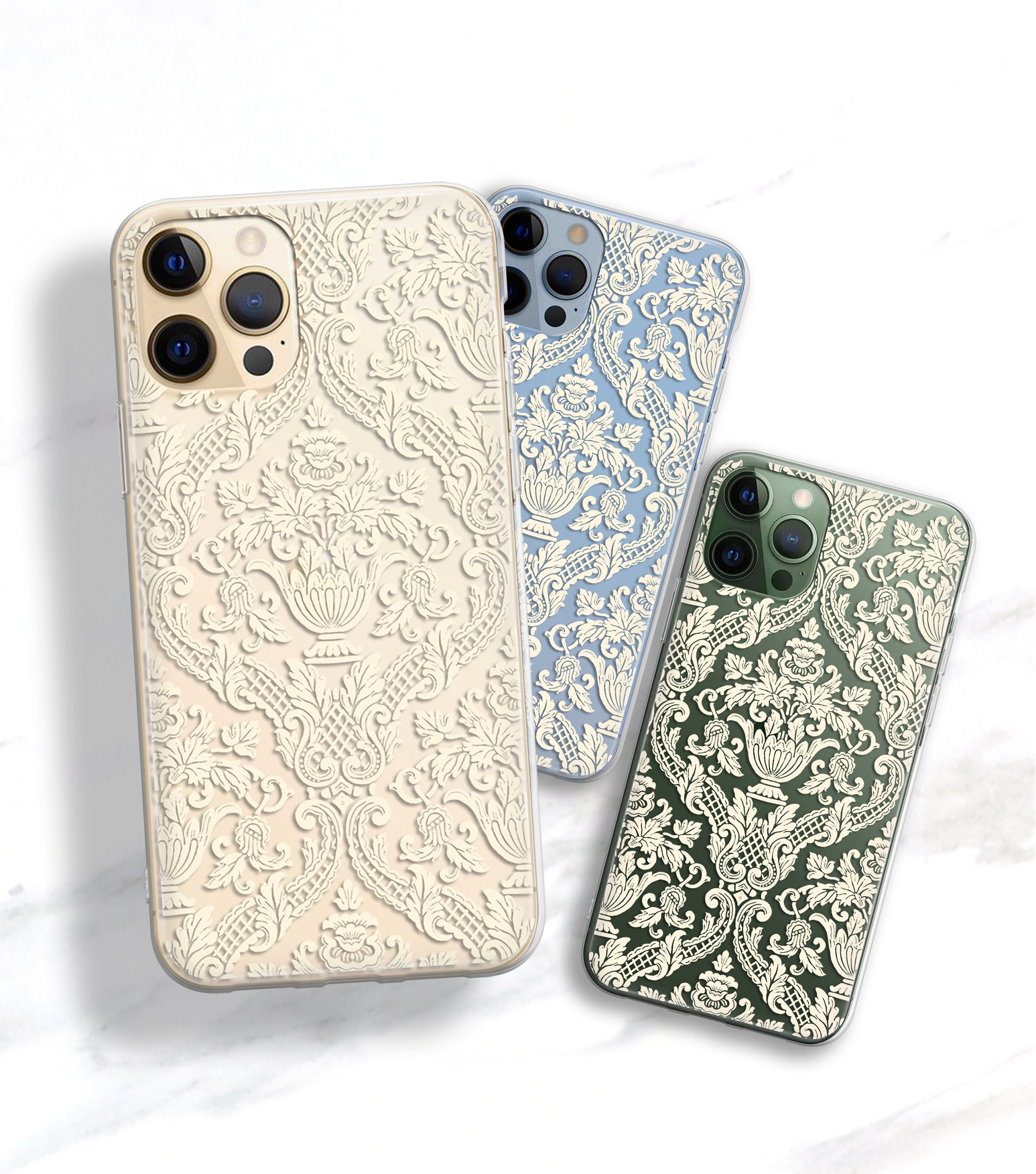 Cream Damask Clear Case Iphone 14 13 Pro Max 12 Mini 11 Pro Etsy Uk