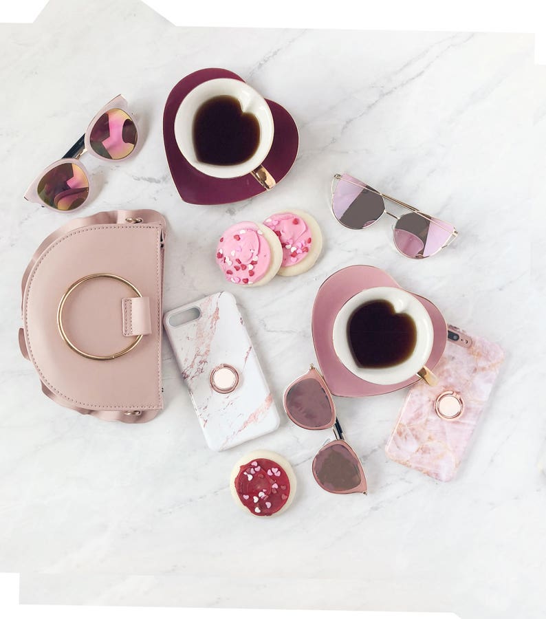 Ring Phone Case Stand Grip - Rose Quartz iPhone and Samsung Galaxy, S23 14 Plus 13 Pro Max 12 11 Xs Se Pink Aesthetic QFRP-RG image 6