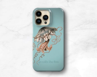Marine Life Phone Case Jellyfish iPhone 14 Pro Max Case 15 Ocean Yoga Zen Aesthetic 14 Plus 13 12 Mini Case iPhone 11 Galaxy S23  CMG-JELL
