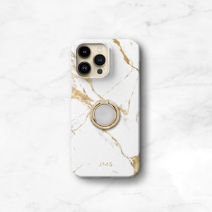 Gold Ring Phone Grip - Personalized Marble iPhone Case Samsung Galaxy Phone Stand Holder 15 14 Plus 13 Pro Max 12 11 Xs CG-MARG-RG