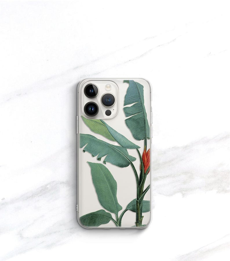 Clear Phone Case Tropical Banana Leaf iPhone or Galaxy, MagSafe Option, Resort Vibes, Summer Aesthetic CC-TRBN image 15
