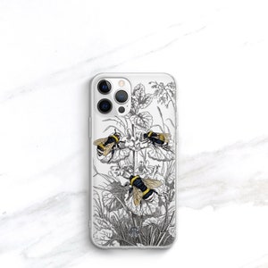 Clear Phone Case Bee iPhone 15 13 14 Pro Max 12 Mini Xs Max 11 SE Galaxy S23, Bumblebee Botanical Gift for Nature Lover CC-BEE image 6