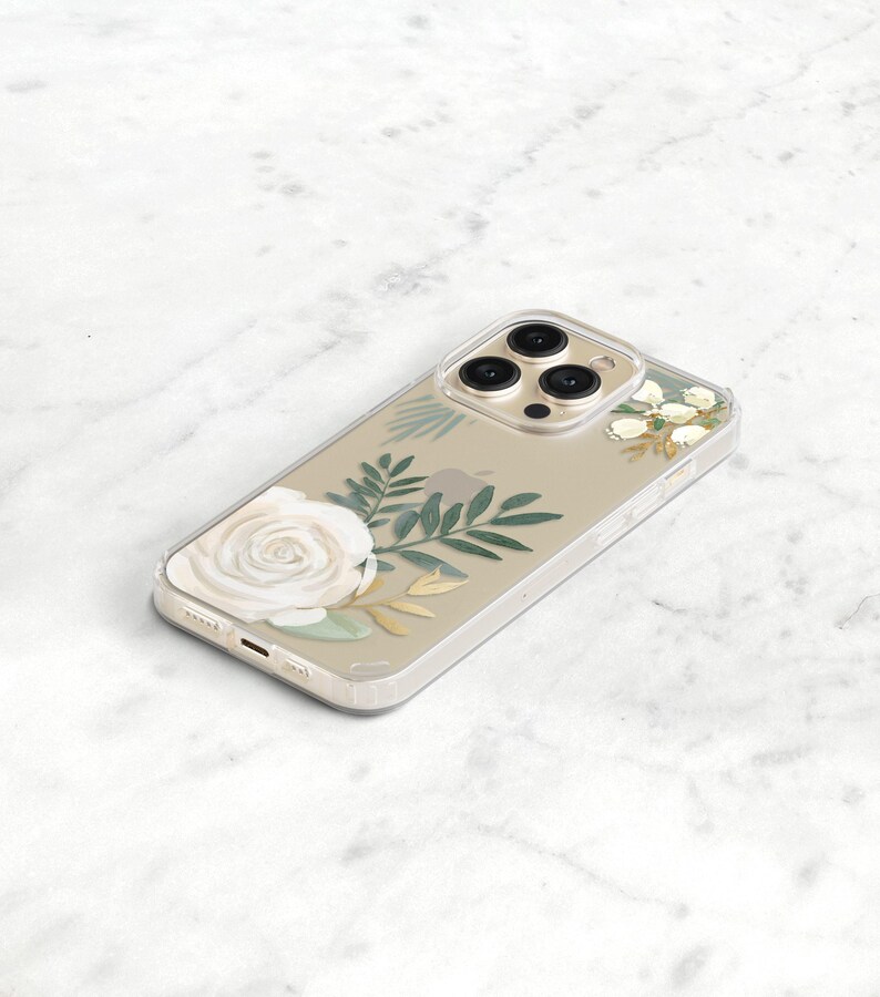 Funda transparente con diseño floral para iPhone 14, 16, 15 Pro Max, funda con rosas de acuarela para iPhone Duo, 12 Mini, regalo para ella, mujer, 11, 16e SE CC-WATRO imagen 13