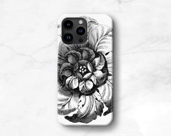 Graphic Flower iPhone 14 Pro Max Case Flower iPhone 13 Case, Black and White Case iPhone 12 Mini Case 11 CMG-GFL