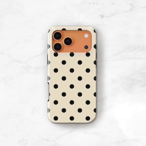 Black & Cream Polka Dot Phone Case — Classic Retro iPhone 17 16 15, Samsung, Neutral Spotted Pattern | Gift for Her imagen 11