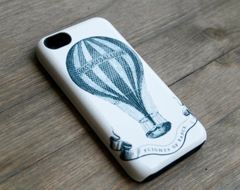 Phone Case Vintage Hot Air Balloon iPhone 14, 15, 13 Flights of Fancy, 11, Wanderlust Gift for Creatives, Motivational Quotes Xs CMG-HOTB