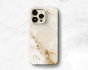 Monogram Phone Case Neutral Beige Marble iPhone 14 Pro Max Case 14 Plus 12 13 Mini 11 Custom Quiet Luxury Aesthetic Galaxy S23 CMG-MBG