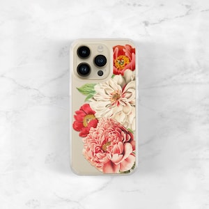 Floral iPhone Case Gift For Her, 15 Plus 14 Pro Max, 13, 12, Xs SE 2020 8 Plus Peonies, Gift Ideas for Women 11 Pro Max CC-PEOLG image 1