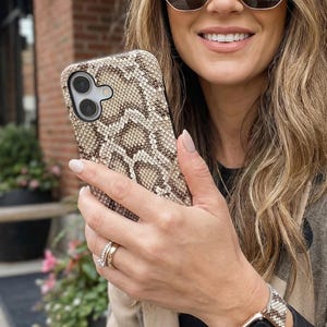 Snakeskin Phone Case — Neutral Python, Chic Quiet Luxury, iPhone MagSafe Option Samsung Pixel