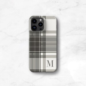 Winter White Plaid iPhone 13 14 15 Pro Max Case Tartan 12 Mini 11 XS Black and White Monogram 14 Plus Personalized Christmas Gift CMG-PLWW image 4