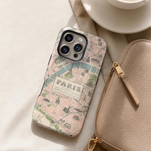 Paris Map Phone Case — Vintage 1920s French Travel Print, iPhone Samsung Galaxy