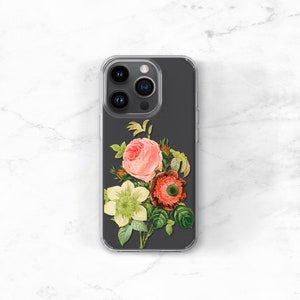 Clear Phone Case Floral iPhone 14 Plus 13 12 11 SE, Vintage Bouquet iPhone 15 Pro Max Case Clear With Design Xs CC-BOQ image 3