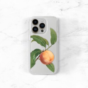 Peach Clear Phone Case iPhone 14 Pro Max Peachy 13 12 11 Xs Fruit Botanical iPhone 15 Plus Galaxy S23 Peach Emoji CC-PCH image 4