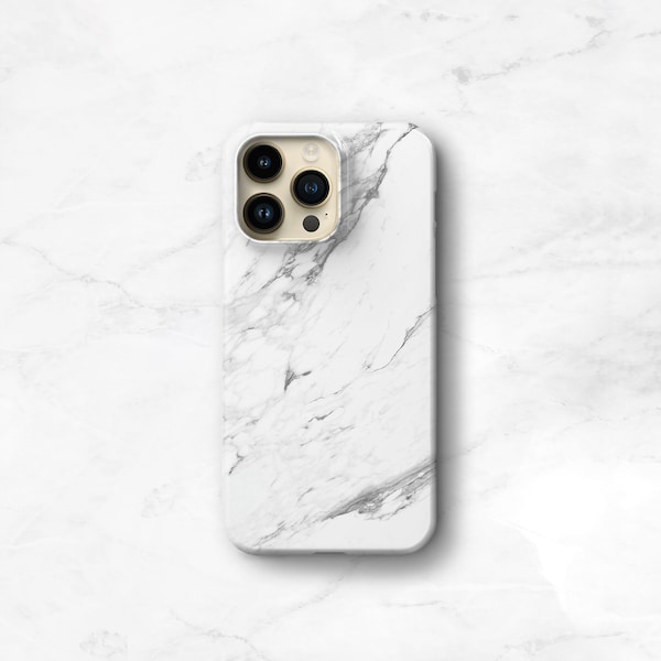 Marble Phone Case iPhone 14 13 MagSafe Case, iPhone 12 Mini Case, Xs, Se, iPhone 11 Pro Max, Galaxy S23 White Marble CMG-MARW