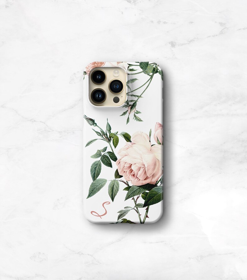 iPhone Case Pink Roses Floral iPhone 14 Plus 13 11 12 Pro Max Xs S23 Ultra Pretty Monogram Gifts for Mom Sister Her CG-RP image 6