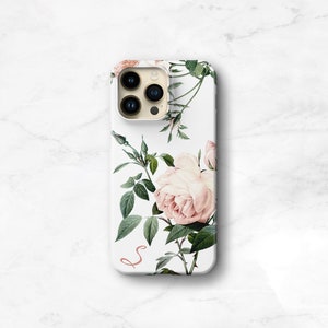 Personalized iPhone 14 Pro Max 13 12 Mini 11 8 Plus Xs Max Case Pink Roses Floral Phone Samsung S23 Gift for Her CMG-RP