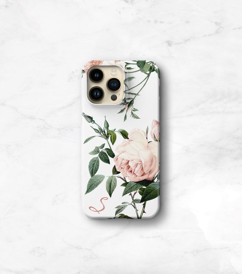 Personalized iPhone 14 Pro Max 13 12 Mini 11 8 Plus Xs Max Case Pink Roses Floral Phone Samsung S23 Gift for Her CMG-RP image 1