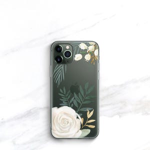 Funda transparente con diseño floral para iPhone 14, 16, 15 Pro Max, funda con rosas de acuarela para iPhone Duo, 12 Mini, regalo para ella, mujer, 11, 16e SE CC-WATRO imagen 19