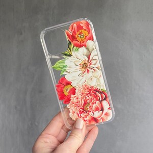 Floral iPhone Case Gift For Her, 15 Plus 14 Pro Max, 13, 12, Xs SE 2020 8 Plus Peonies, Gift Ideas for Women 11 Pro Max CC-PEOLG image 3