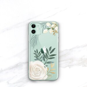 Funda transparente con diseño floral para iPhone 14, 16, 15 Pro Max, funda con rosas de acuarela para iPhone Duo, 12 Mini, regalo para ella, mujer, 11, 16e SE CC-WATRO imagen 17