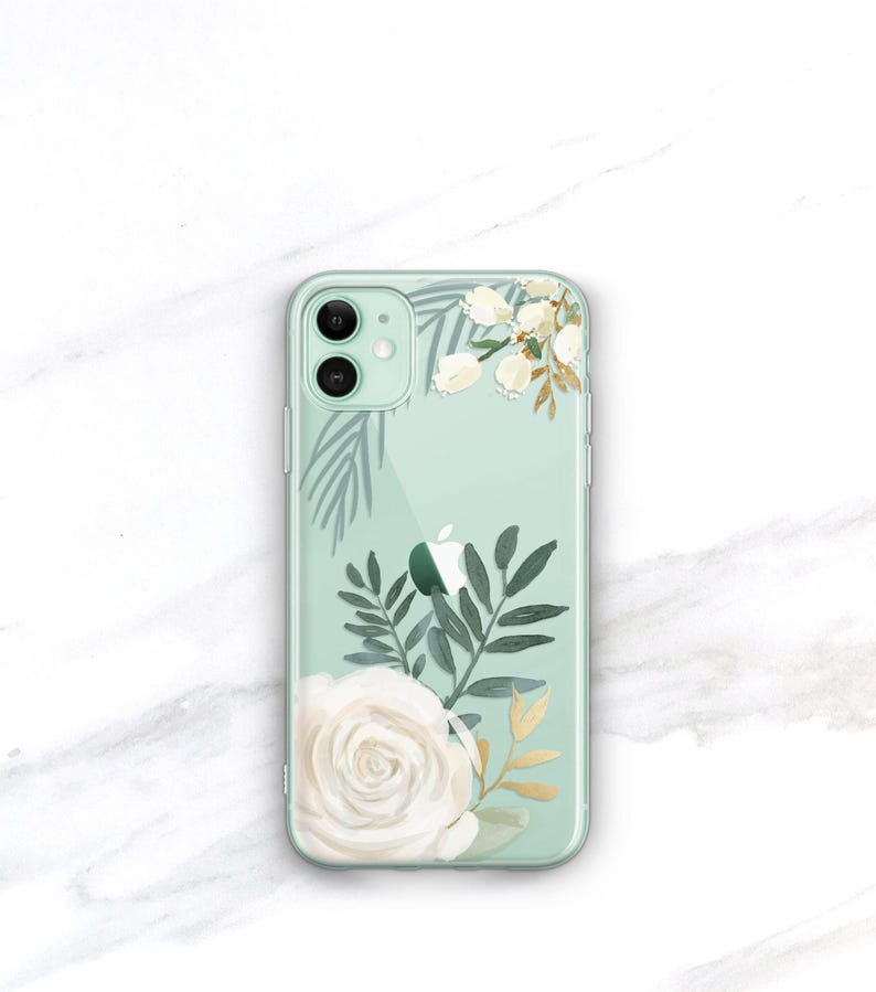 Funda transparente con diseño floral para iPhone 14, 16, 15 Pro Max, funda con rosas de acuarela para iPhone Duo, 12 Mini, regalo para ella, mujer, 11, 16e SE CC-WATRO imagen 17