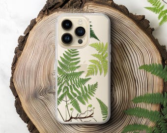 Clear Fern Phone Case — Botanical Woodland Print, iPhone Samsung