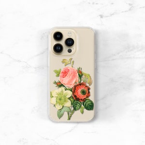 Clear Phone Case Floral iPhone 14 Plus 13 12 11 SE, Vintage Bouquet iPhone 15 Pro Max Case Clear With Design Xs CC-BOQ image 4