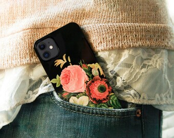 iPhone Case Vintage Aesthetic Floral Bouquet 12 Mini 13 Pro Max,,, 12, 11, Xs, Xr, Se, Galaxy S20 Gift for Girlfriend Wife Mom CG-BOQ