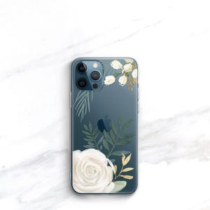 Funda transparente con diseño floral para iPhone 14, 16, 15 Pro Max, funda con rosas de acuarela para iPhone Duo, 12 Mini, regalo para ella, mujer, 11, 16e SE CC-WATRO imagen 18