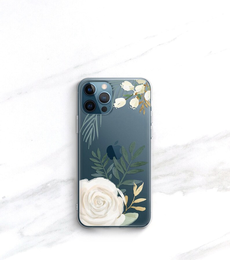 Funda transparente con diseño floral para iPhone 14, 16, 15 Pro Max, funda con rosas de acuarela para iPhone Duo, 12 Mini, regalo para ella, mujer, 11, 16e SE CC-WATRO imagen 18