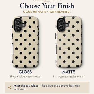 Black & Cream Polka Dot Phone Case — Classic Retro iPhone 17 16 15, Samsung, Neutral Spotted Pattern | Gift for Her imagen 4