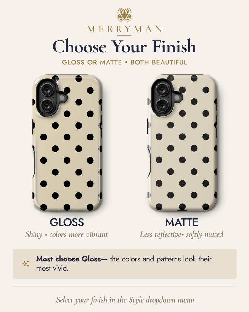 Black & Cream Polka Dot Phone Case — Classic Retro iPhone 17 16 15, Samsung, Neutral Spotted Pattern | Gift for Her imagen 4