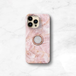 Ring Phone Case Stand Grip - Rose Quartz iPhone and Samsung Galaxy, S23 14 Plus 13 Pro Max 12 11 Xs Se Pink Aesthetic QFRP-RG image 1
