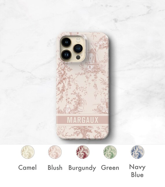 Custom Name Phone Case Cute Blush Pink Toile iPhone 11 12 13 