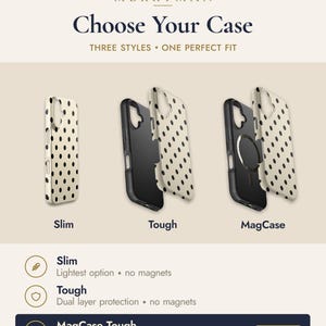 Black & Cream Polka Dot Phone Case — Classic Retro iPhone 17 16 15, Samsung, Neutral Spotted Pattern | Gift for Her imagen 2