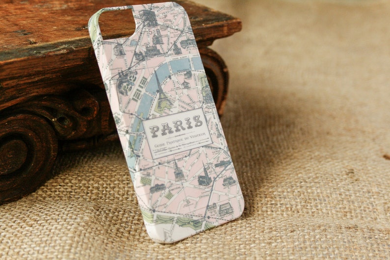Travel Gift Phone Case Paris Map iPhone 12 11 Pro Case iPhone 15 iPhone SE 2020 Case iPhone 14 Xs Galaxy S23 Plus Vintage Map CMG-MAPPA image 5