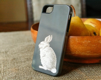 Bunny Phone Case iPhone 14 13 Pro Max Woodland Rabbit 12 11 Case Gray and Taupe Galaxy S23, iPhone 14 Plus, S22 CMG-BUNN