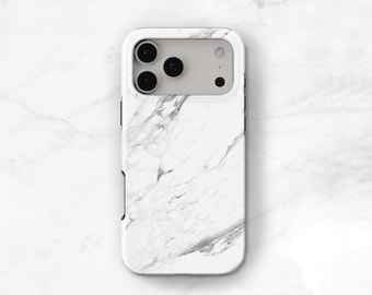 Marble Phone Case iPhone 17 16 16e 15 14 13 MagSafe, Galaxy S24 Plus S25 Ultra C-MARW