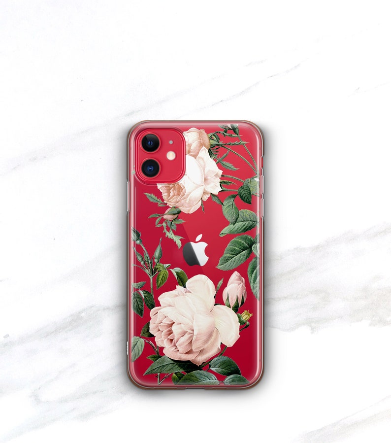 Floral Clear Case and Phone Ring Holder Stand Coquette Rose Pattern Grip iPhone 14 13 12 Pro Max 11 Xs 15 Galaxy Cottage Core CC-RP-RG image 6