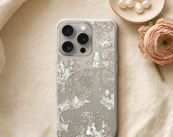 Clear Toile Phone Case — French Country Cottagecore, iPhone or Samsung
