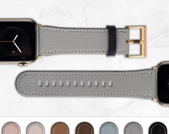 Faux Leather Solid Color Band for Apple Watch 40mm 46mm 42mm 44mm 49mm Women or Men, Gray, Ultra Series 10 9 8 6 5 4 SE Solid Colors WB-COL