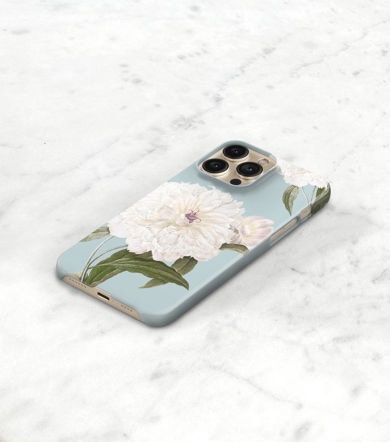 Floral Phone Case White Peony iPhone 14 Pro Max Peonies iPhone 14 Plus Case 13 12 11 Xs Cottagecore Aesthetic Samsung S23 Ultra CMG-PEOPATB image 3