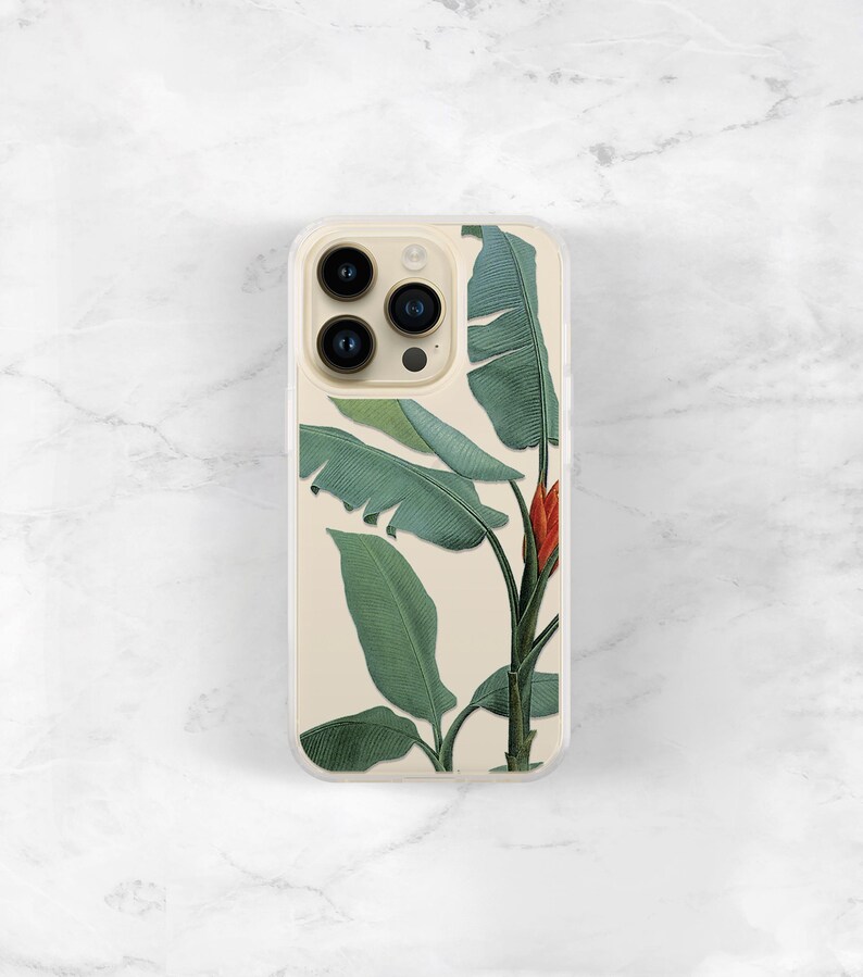 Clear Phone Case Tropical Banana Leaf iPhone or Galaxy, MagSafe Option, Resort Vibes, Summer Aesthetic CC-TRBN image 16