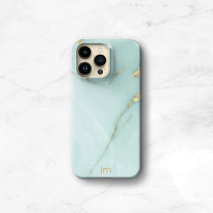 Aqua Marble Phone Case iPhone 12 13 14 15 16 Pro Max MagSafe Personalized 16e 11 Aqua Onyx Teal Turquoise Gold Se C-ONXA