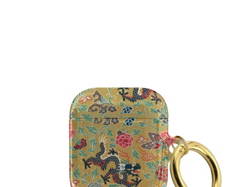 Dragon AirPod Case Asian Print Airpods Pro Hard Cover Gold