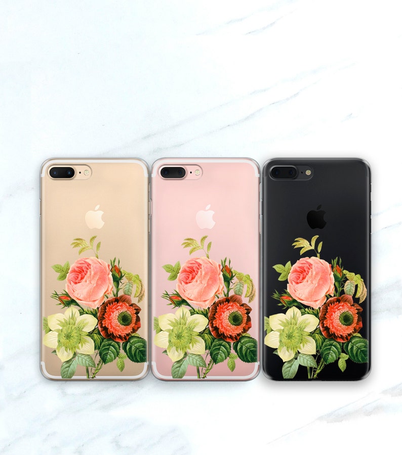 Clear Phone Case Floral iPhone 14 Plus 13 12 11 SE, Vintage Bouquet iPhone 15 Pro Max Case Clear With Design Xs CC-BOQ image 5