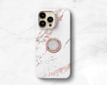 Rose Gold Ring Phone Holder - Rose Marble Case iPhone and Samsung Galaxy Phone Stand Grip iPhone 14 Pro Max 13 12 11 14 Plus S23 MARRO-RG